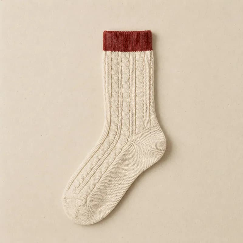 Cream cable, brick cuff band, laid flat