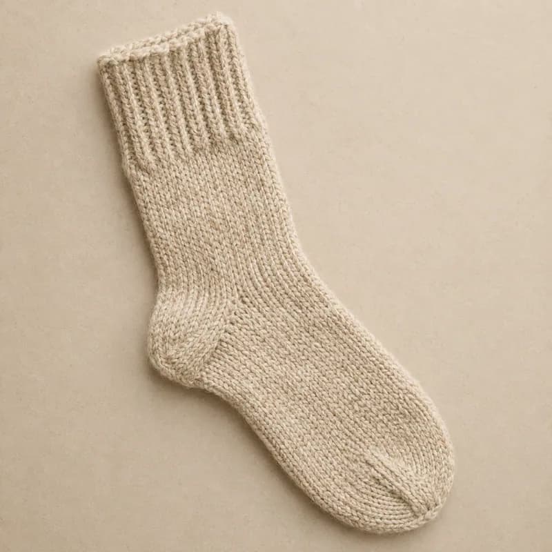 Oatmeal chunky boot sock, laid flat